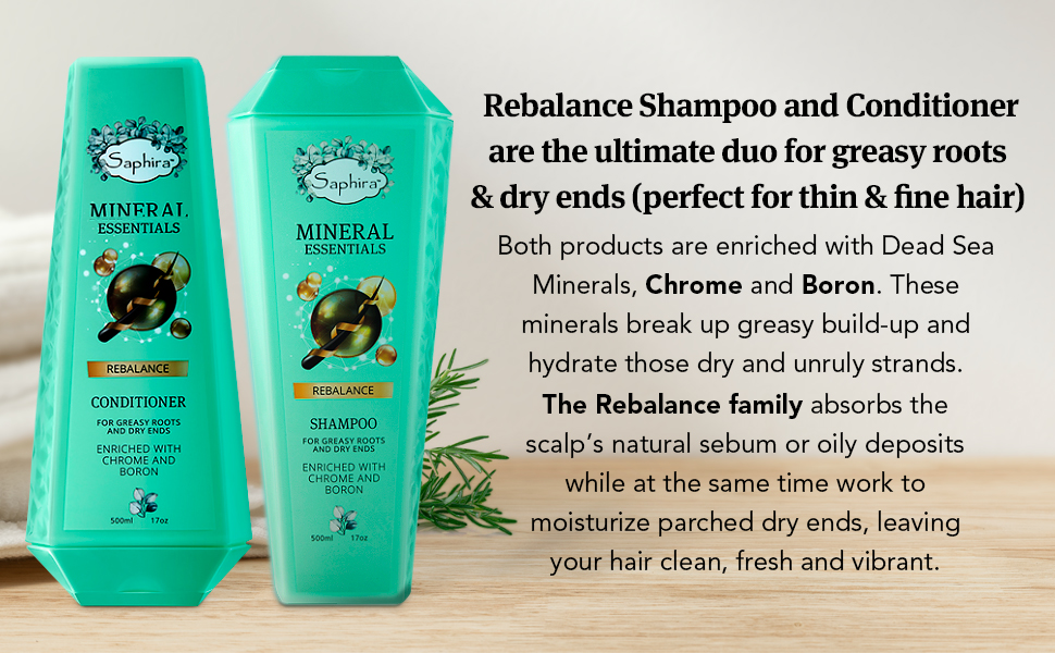 MINERAL ESSENTIALS Rebalance Shampoo and Conditioner Bundle for Greasy Roots and Dry