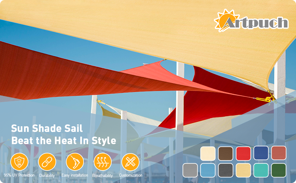 Artpuch Sun Shade Sail 20'x26' Sand Shade Cover for Patio