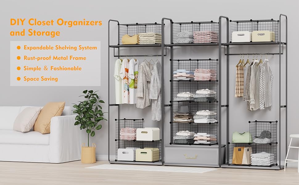 HOMIDEC 6 Cube Wire Storage Shelves, Multifunctional DIY Wire Fence