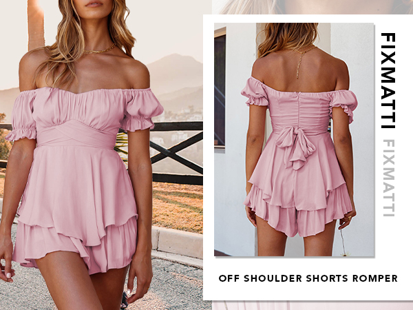 off shoulder frills romper 【Rosé Muse】 off shoulder frills romper – BUNNY APARTMENT