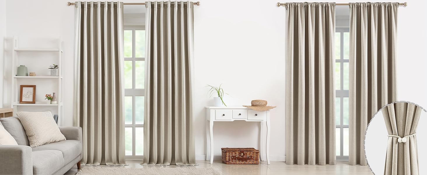 Tan Jacquard curtains