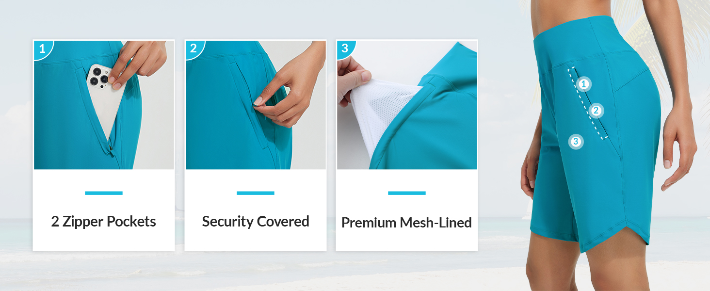 High Waisted Tummy Control Beach Shorts