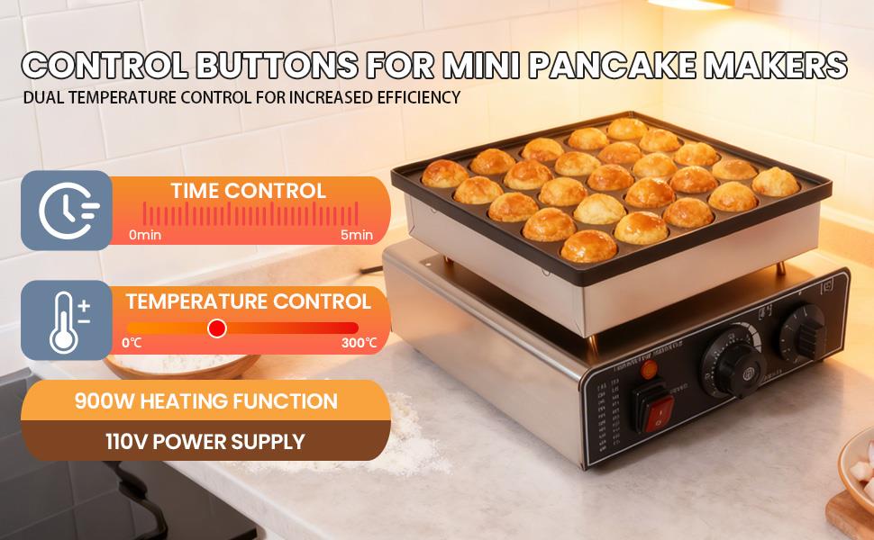 control buttons for mini pancake makers time temperature control