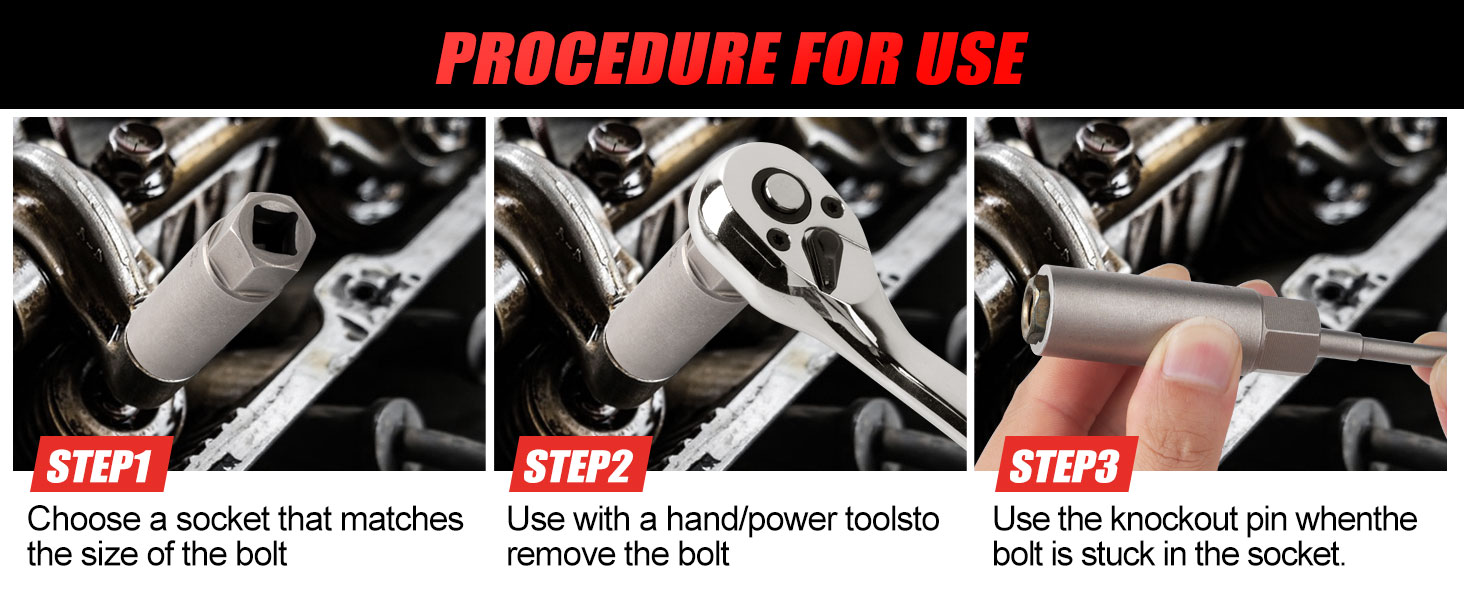 WORKEASE 12PCS Impact Bolt & Nut Remover Set, Deep Bolt Extractor Tool