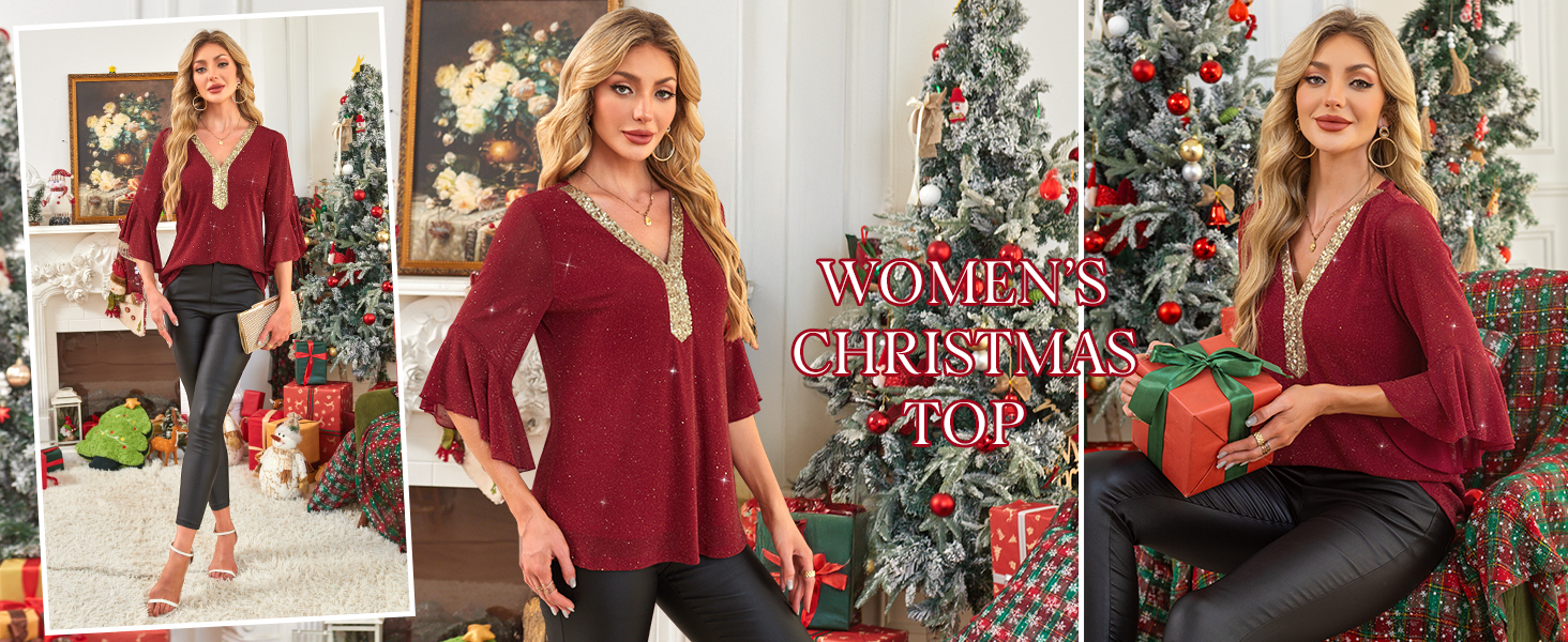 Womens Tops Dressy Casual 3/4 Sleeve Business Work Ladies Tops and Blouses Fall Outfits 2025