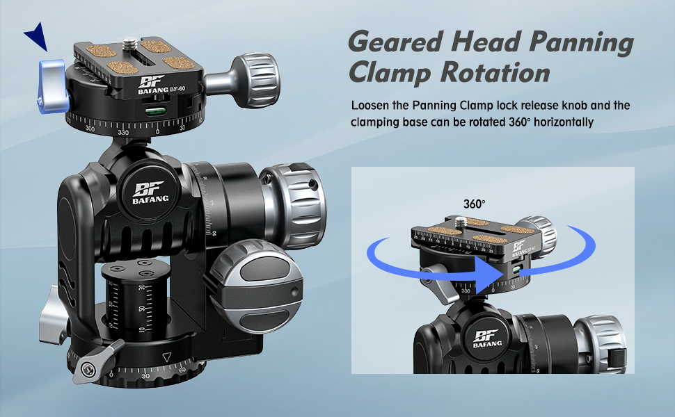 Description Picture 5 of itemVersatile Geared Tripod Heads with Precise Adjustment Knob Photography Accessories with Standard QR Clamp Tripod Head for DSLR