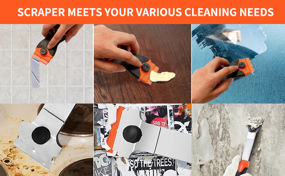 Razor Blade Scraper, 3PCS Putty Knife Tools 30 PCS Plastic