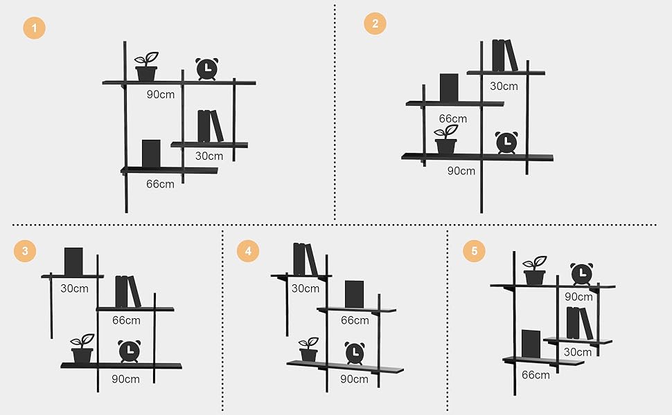 STRENGLEE DIY Rustic Wooden Floating Shelf with Adjustable