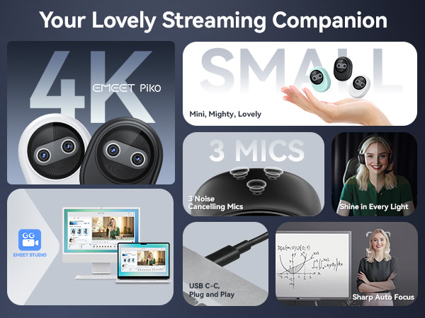 EMEET Piko 4K UHD ウェブカメラ ブラック Amazon.com: EMEET Piko+ Webcam 4K, World's 1st Dual-Camera