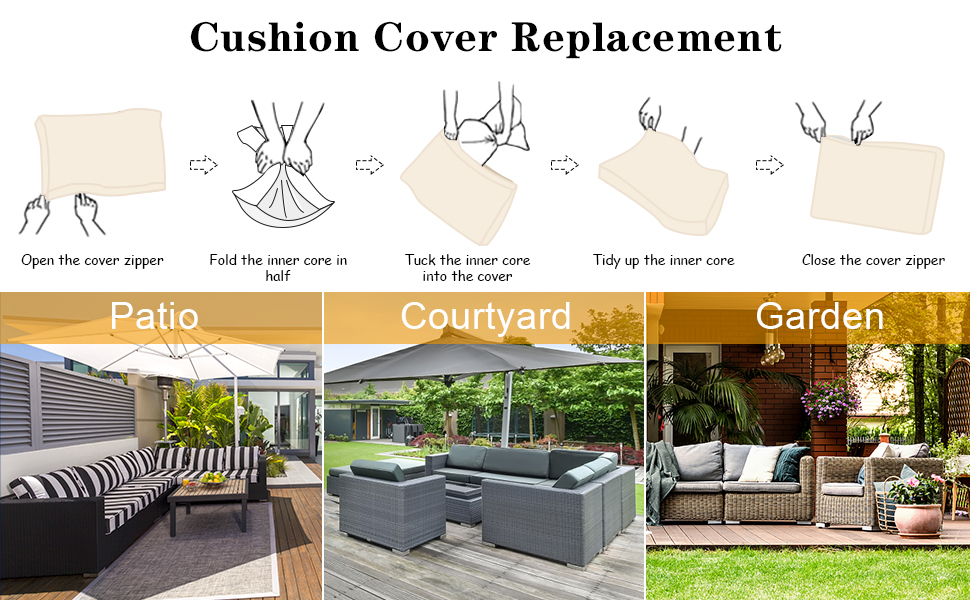 Bextile 14 Piece Outdoor Patio Cushion Covers Replacement