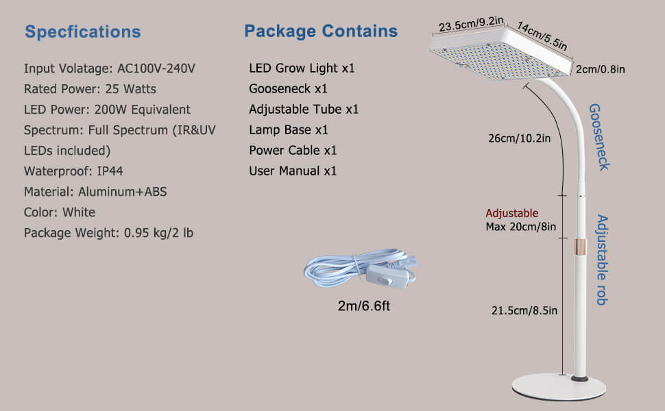 Desk Grow Light Full Spectrum, JINHONGTO Table Top Plant