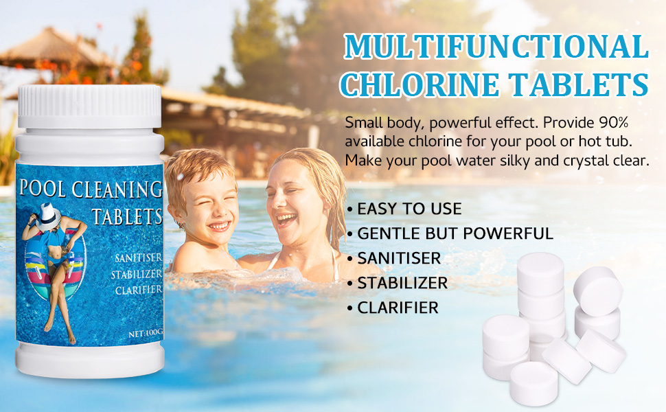 Chlorine Tablets for Hot Tub, Hot Tub Chlorine Tablets for Swimming Pool, Multifunction Pool