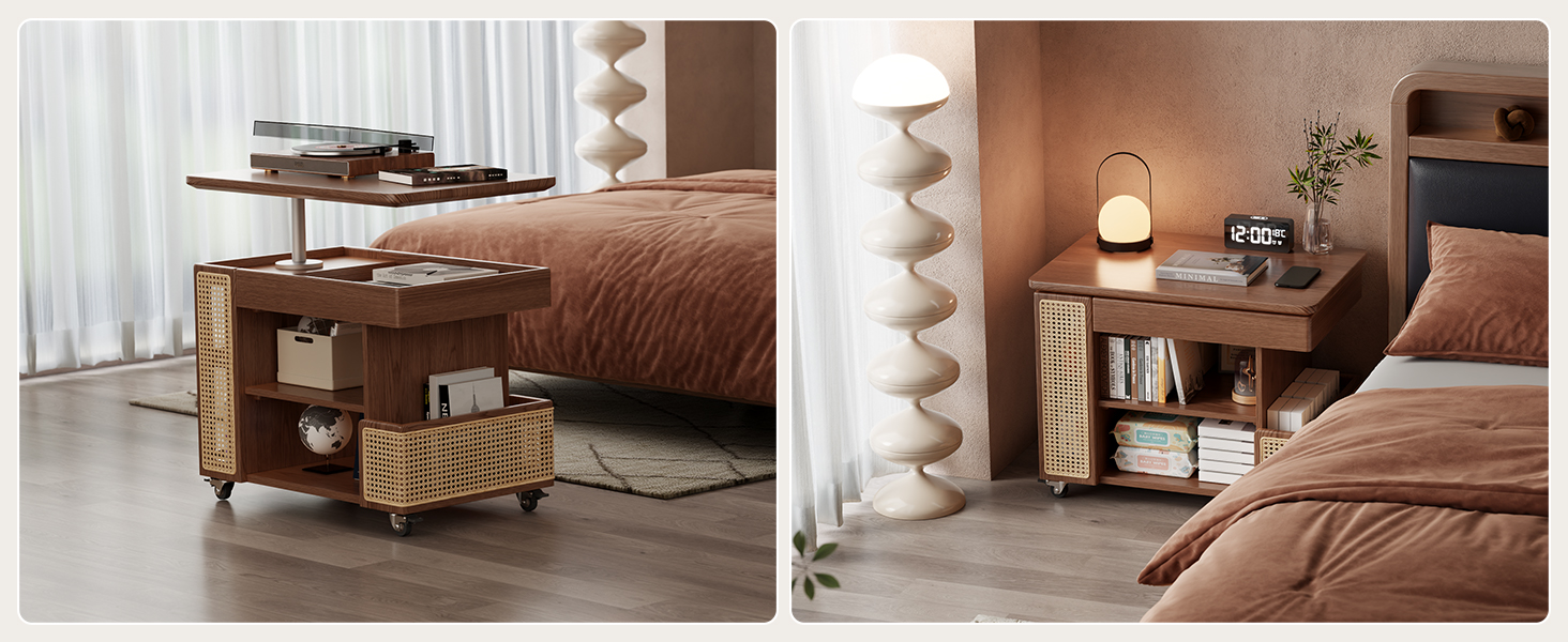 KASLANDI Wood Lift Top Coffee Table with Rolling Wheels