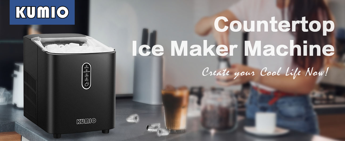 KUMIO Ice Makers Countertop, Portable Compact Ice Maker, 2 Sizes of
