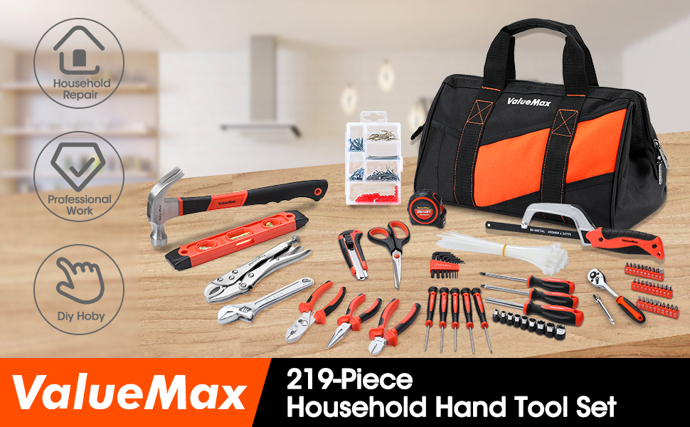 VALUEMAX 219Piece Home Tool Set General, Basic Household Repairing