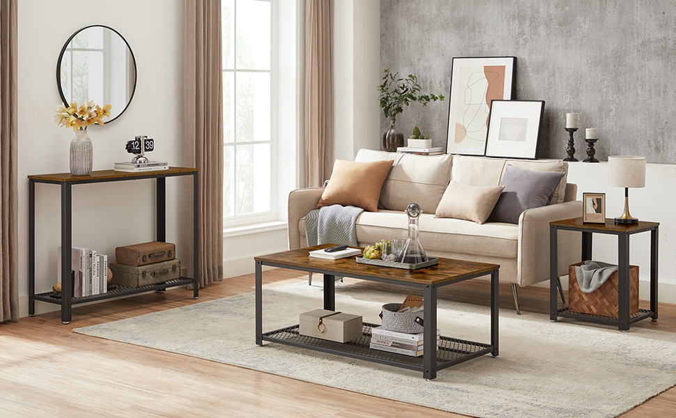 VASAGLE Console Table, 2Tier Entryway Table with Mesh