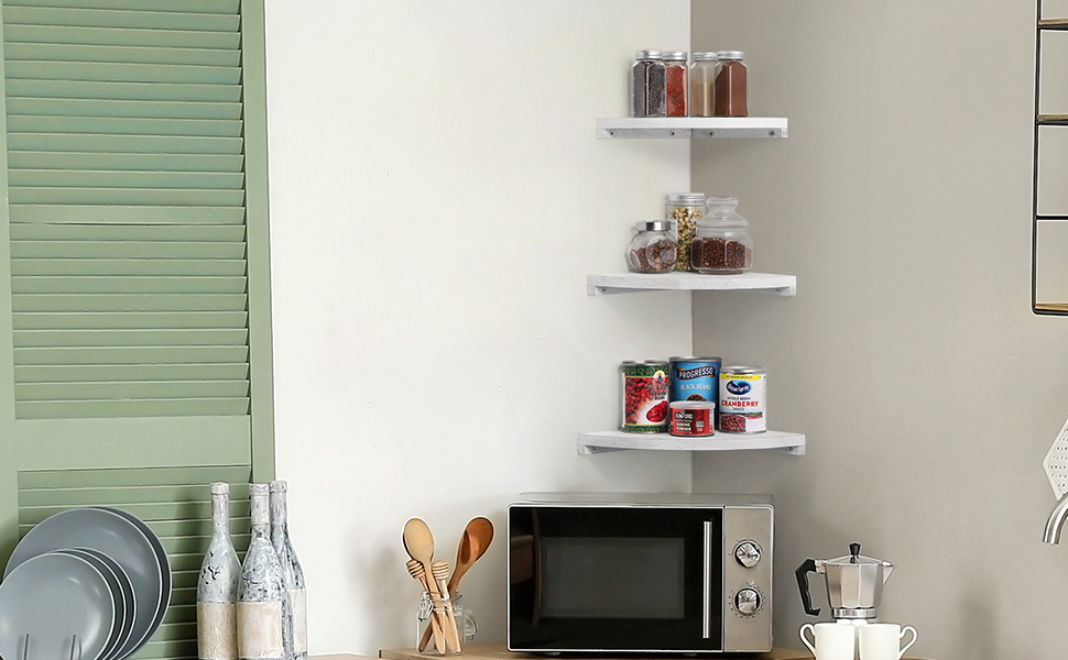 YBING Corner Wall Shelf Wood Corner Floating Shelves Set of