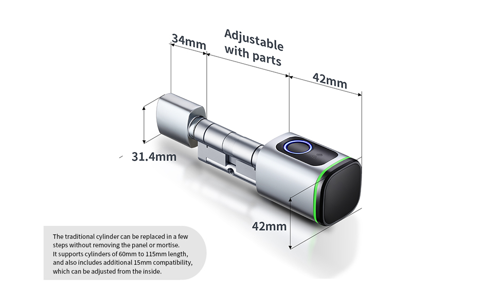 ACNCN Fingerprint Smart Lock Door Handle, 4-in-1 Smart Locks, Smart Lock Deadbolt with Lever, Fingerprint, IC Card, Key, Tuya App Unlock(Black) 14 size