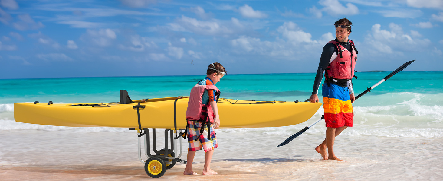Bonnlo Kayak Cart Dolly Aluminum Adjustable 2 in 1 Kayak Wheels Cart
