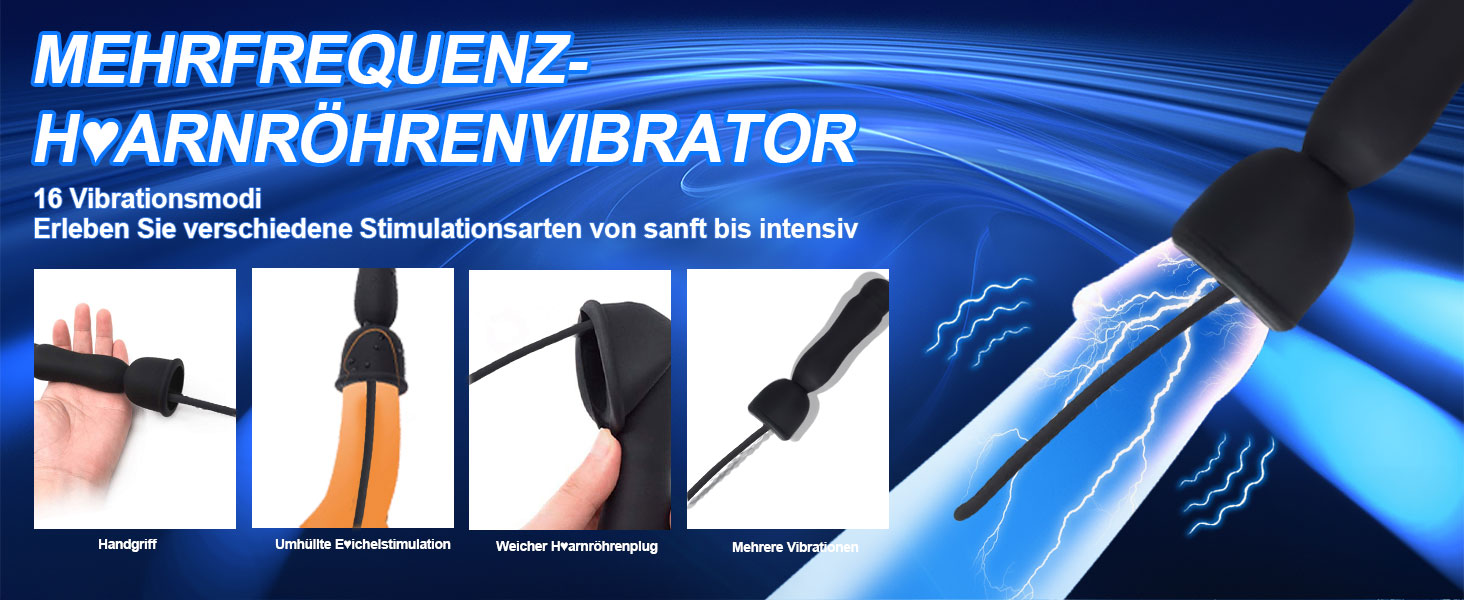 Der Text lautet „MEHRFREQUENZ-HYARNRÖHRENVIBRATOR“. Blau getöntes technisches Diagramm, das mehrere Phasen eines Prozesses mit Richtungspfeilen und Abbildungen der Ausrüstung zeigt.