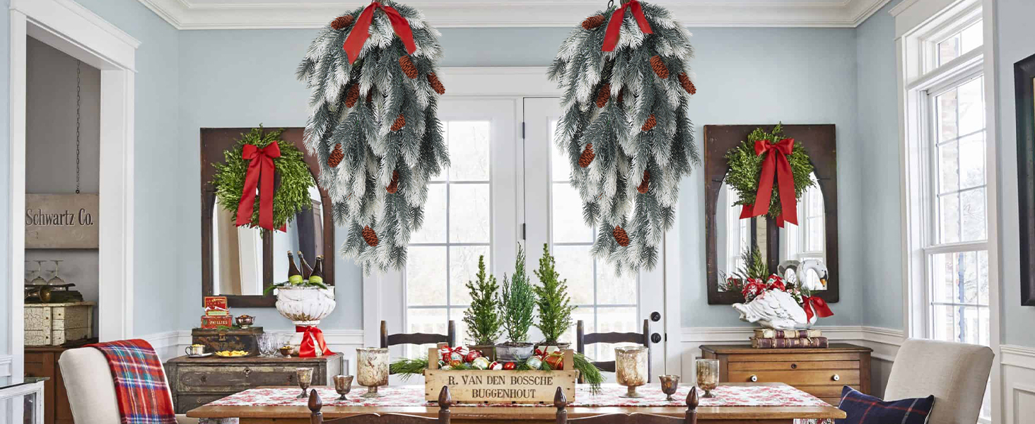 Christmas Stair Swags Xmas Pine Cone Props Ornament for Indoor Outdoor Hanging Decor Christmas Swags