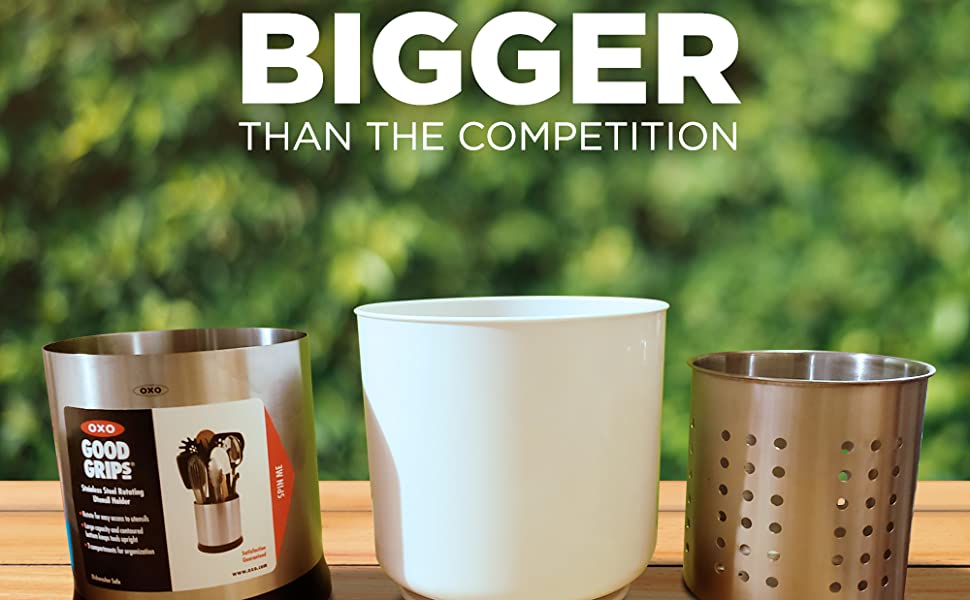 Extra Large Rotating White Utensil Holder Caddy with Sturdy NoTip