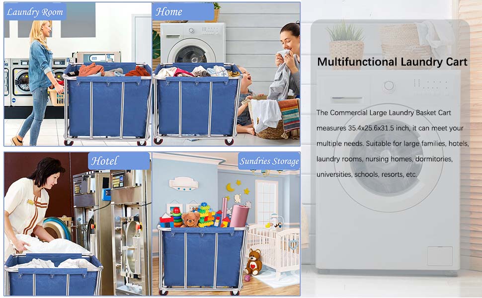 12 Bushels Laundry Cart Commercial/Home ,Heavy Duty Large