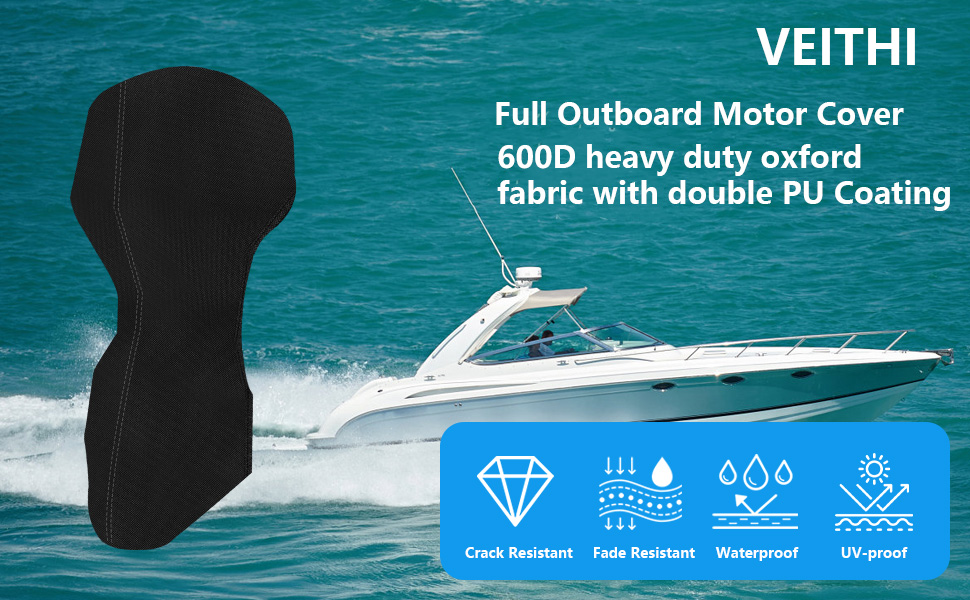 VEITHI Outboard Motor Cover, 600D Heavy Duty Oxford Fabric Waterproof