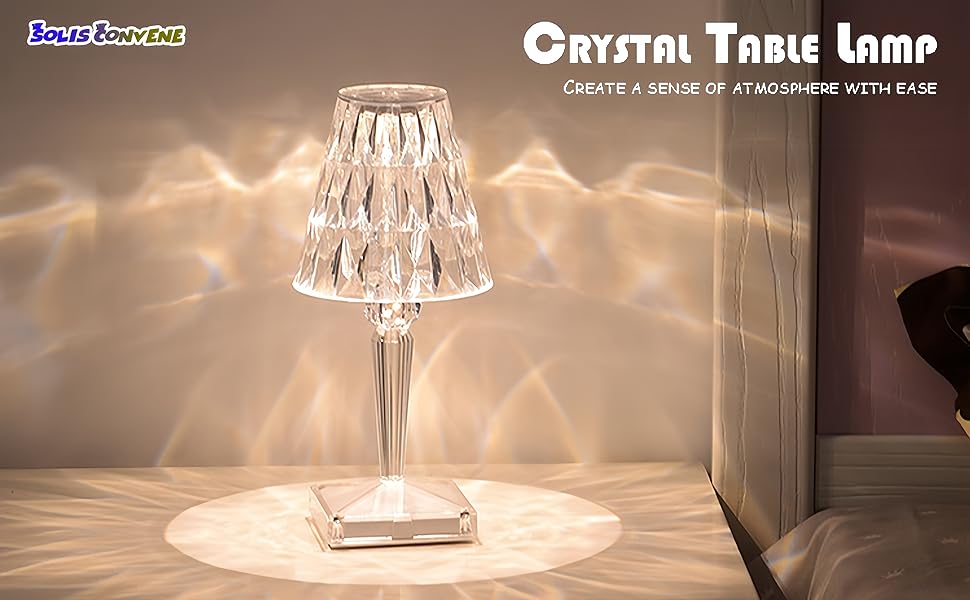 Crystal Table Lamp Touch Control Crystal Rose Rechargeable LED Diamond Table Lamps Color Changing