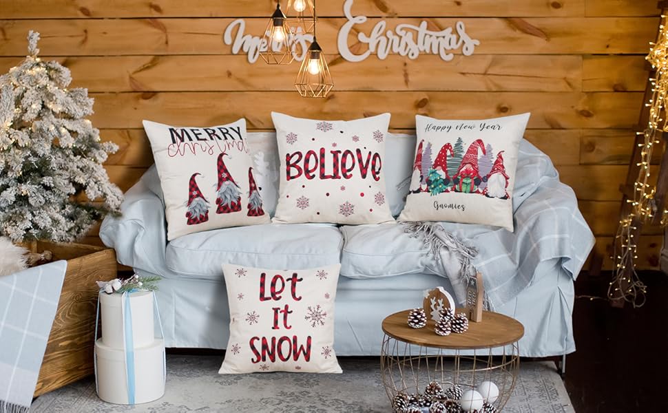 RedMaple Christmas Cushion Cover Indoor Decorations 18x18, 4 PCS Xmas