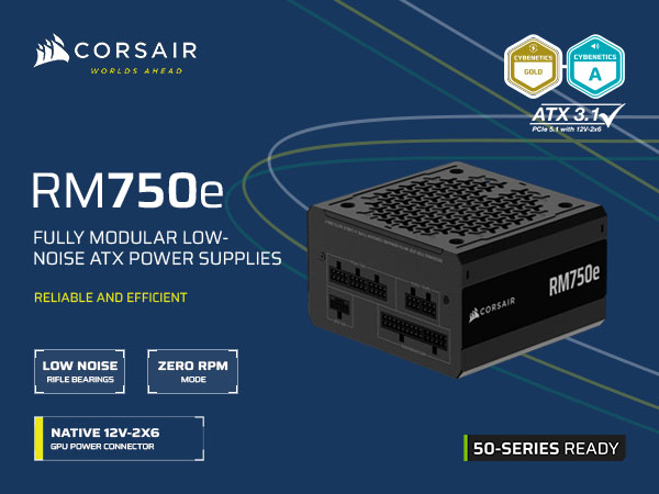 CORSAIR RM750e ATX3.1電源 CP-9020295-JP RMe シリーズ RM750e 完全モジュール式低ノイズ ATX 電源 (UK)
