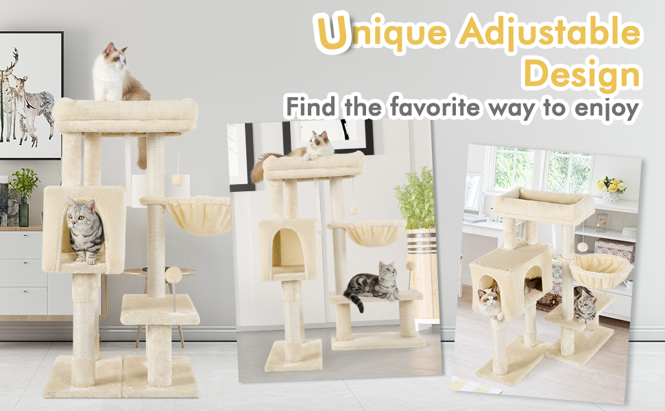 rabbitgoo Cat Tree Cat Tower with Adjustable Base, Small