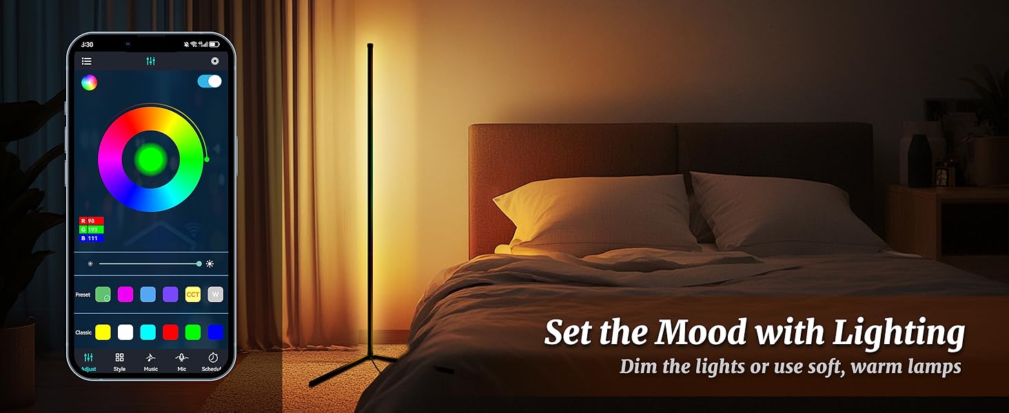 luzzup LED Corner Lamp Works with APP, 55'' RGB Ambience Lighting,16
