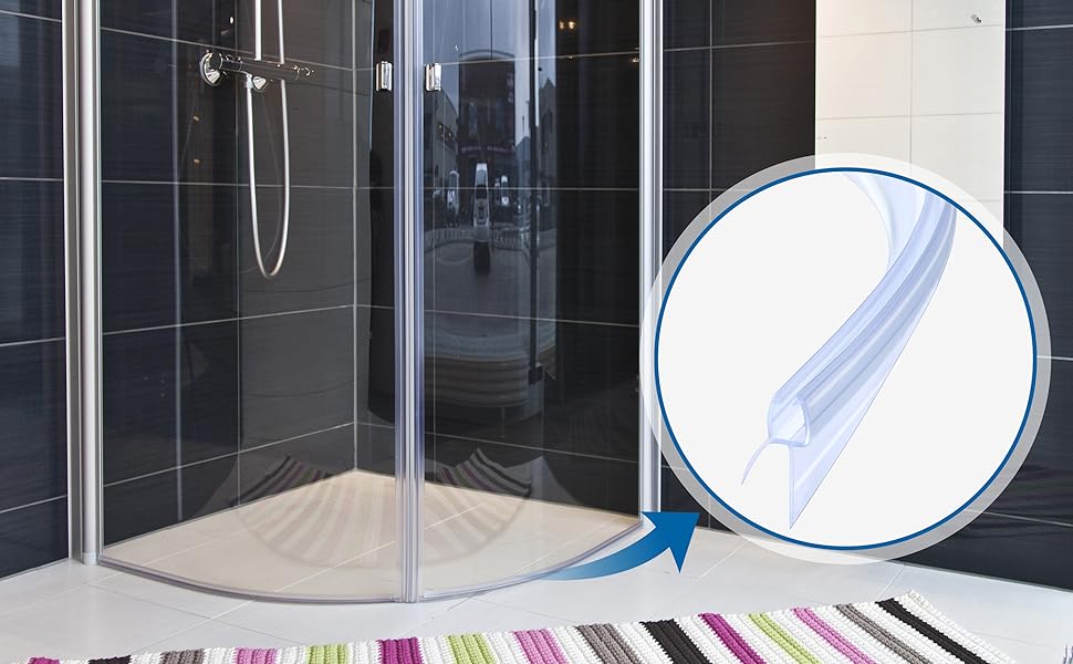 ITTISO Pre Curved Shower Door Seal Strip 2 x 80 cm for 4mm/5mm/6mm Glass Thickness Curved Shower