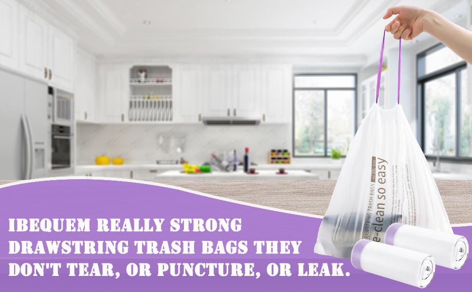IBEQUEM Small Trash Bags 24 Gallon, 108 Count Drawstring