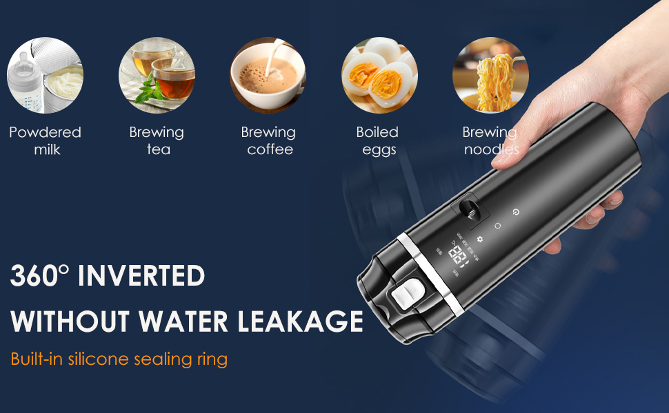 كوب تسخين محمول للسيارة، غلاية كهربائية 4 في 1 سعة 500 مل مع تحكم في درجة الحرارة، مقاوم للتسرب، كوب تسخين للسيارة من الستانلس ستيل، سهل الاستخدام 23 كوب تسخين محمول للسيارة