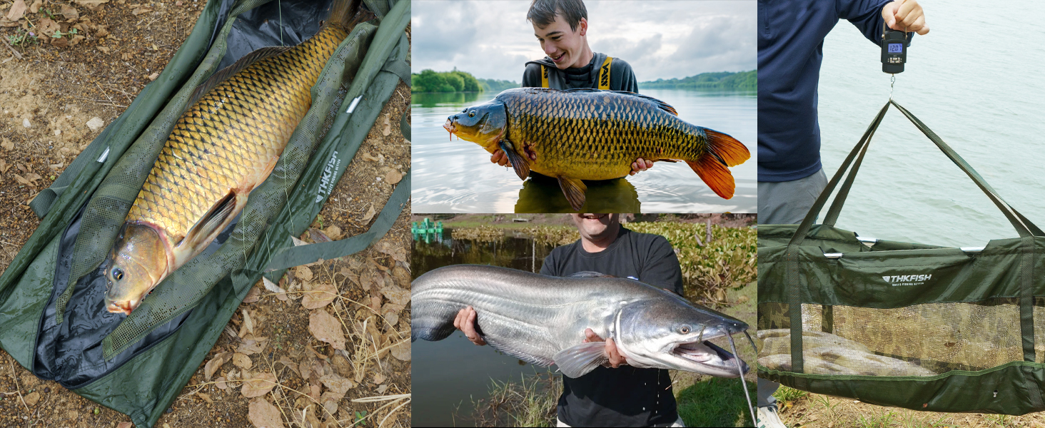 THKFISH Fishing Bags Fish Weigh Bags Folding Mesh Weigh Sling Fish bag for Caught