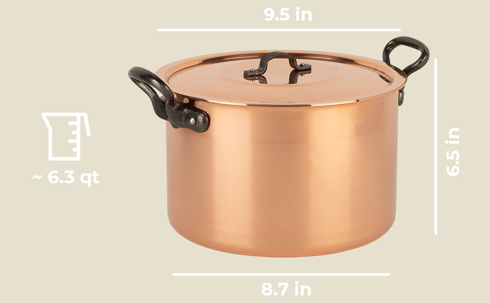 Cuisine Romefort Tinned copper soup pot with higher walls