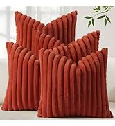 decorUhome Set of 4 Fall Faux Fur Throw Pillow Covers 18x18 Inch Decorative Farmhouse Modern Soft...