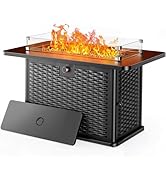 Ciays 43-Inch Rectangular Propane Fire Pit with 60,000 BTU Output, Fire Pit Table CSA-Certified P...