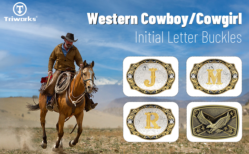 Amazon.com: TRIWORKS Western Belt Buckle Initial Letters