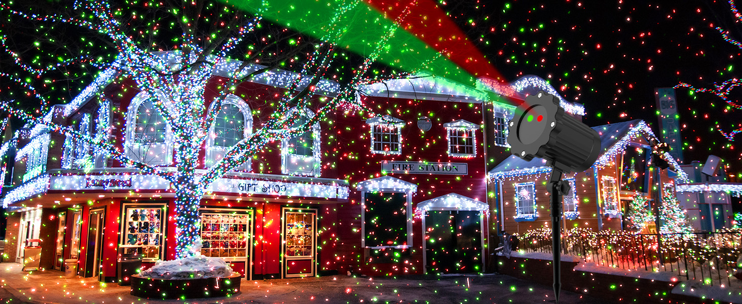 Christmas Projector Lights Outdoor, Red and Green Moving