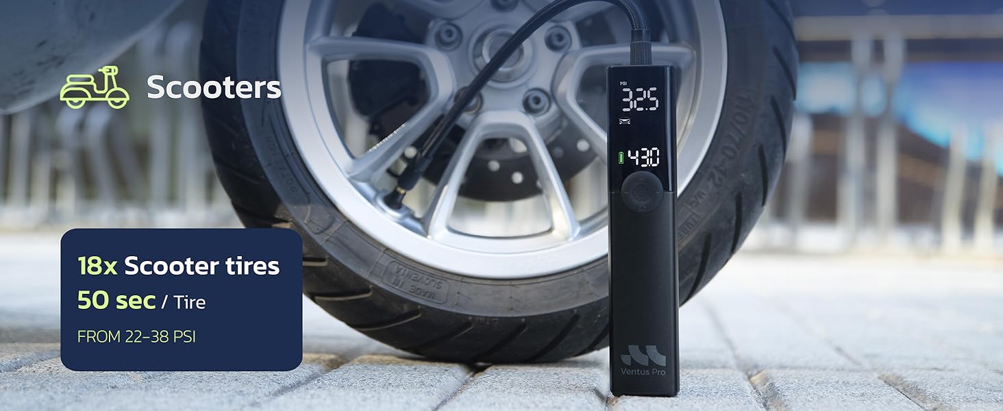 Ventus pro tire inflator portable air compressor bike pump