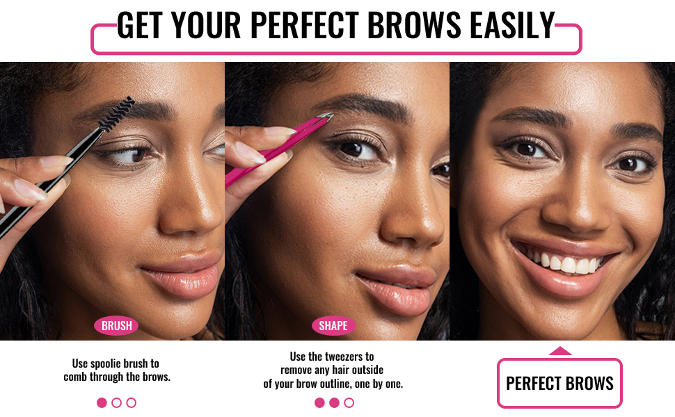 eyebrow dual-ended brush and tweezers