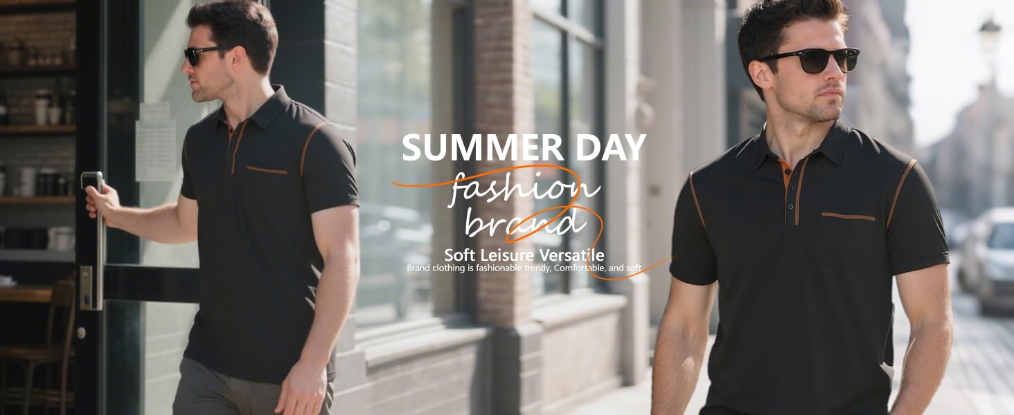 Men's Polo Shirts Short Sleeve Button Golf T-Shirt