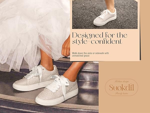 Amazon.com | Suokdil Pearl Sneakers for Women Bling