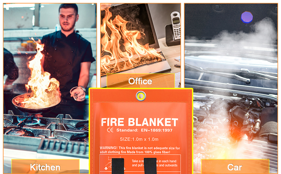 Fire Blanket for Home and Kitchen 2 Pack 40"x40" Flame