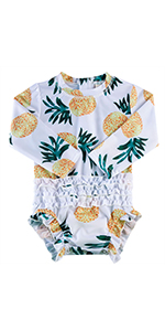 Baby/Toddler Girls Rash Guard Swimsuit Long Sleeve One Piece Swimwear UPF 50+ Sun Protection