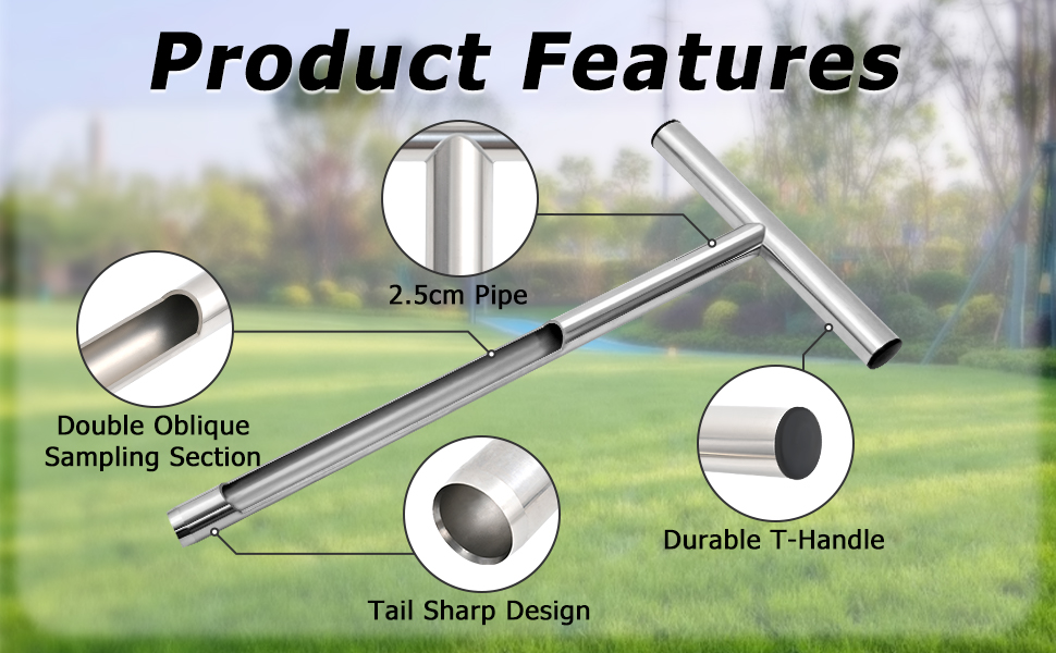 TIRYIUOU Soil Sampler Probe 16 inch Stainless Steel Soil
