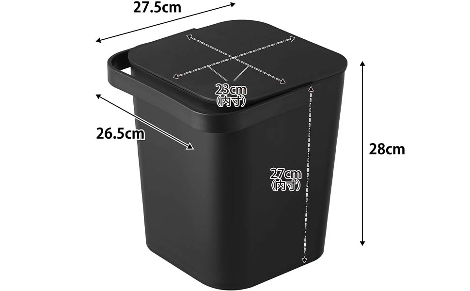 Amazon｜山崎実業(Yamazaki) フタ付 バケツ 12L ブラック 約W27